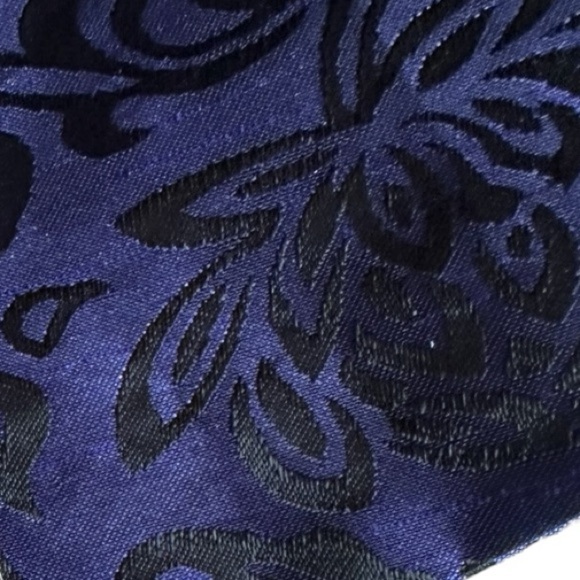 Eliza J Missy Fit & Flare Dress 14 NWT Cobalt Blue Brocade Open Back Cocktail - Picture 2 of 10